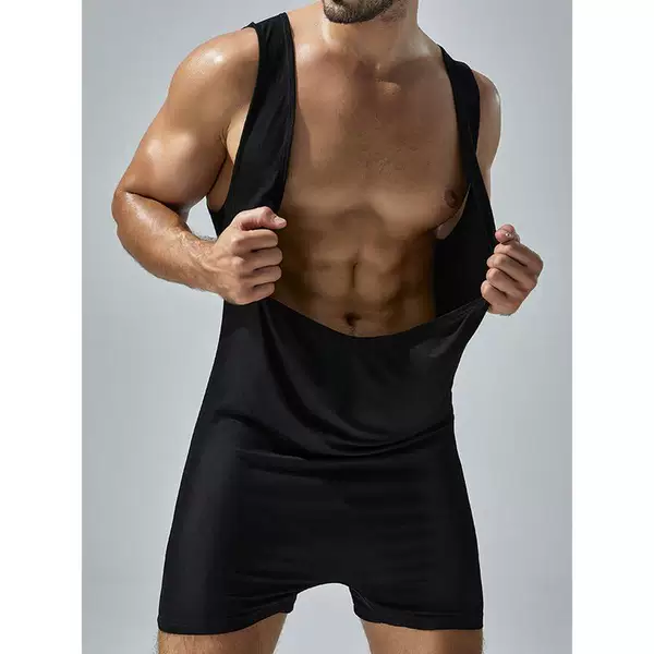T 92898 Sleeves V-Neck Jumpsuit Men's One-Piece Vest