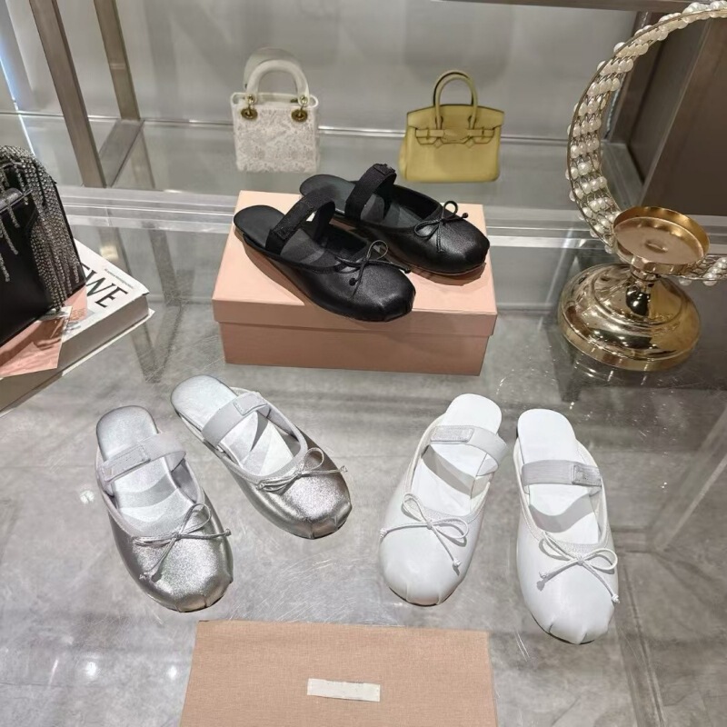 High-End Miu Genuine Leather Bowknot Closed-Toe Flat Mary Jane Single-Strap Ballet Flats Women's Slip-On Sandals High-End Miu Genuine Leather Bowknot Closed-Toe Flat Mary Jane Single-Strap Ballet Flats Women's Slip-On Sandals