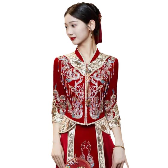 Xiuhe Dress Bride 2023 Heavy Industry New Wedding Chinese Wedding Dress Toast Dress Small New Chinese Xiuhe Dress