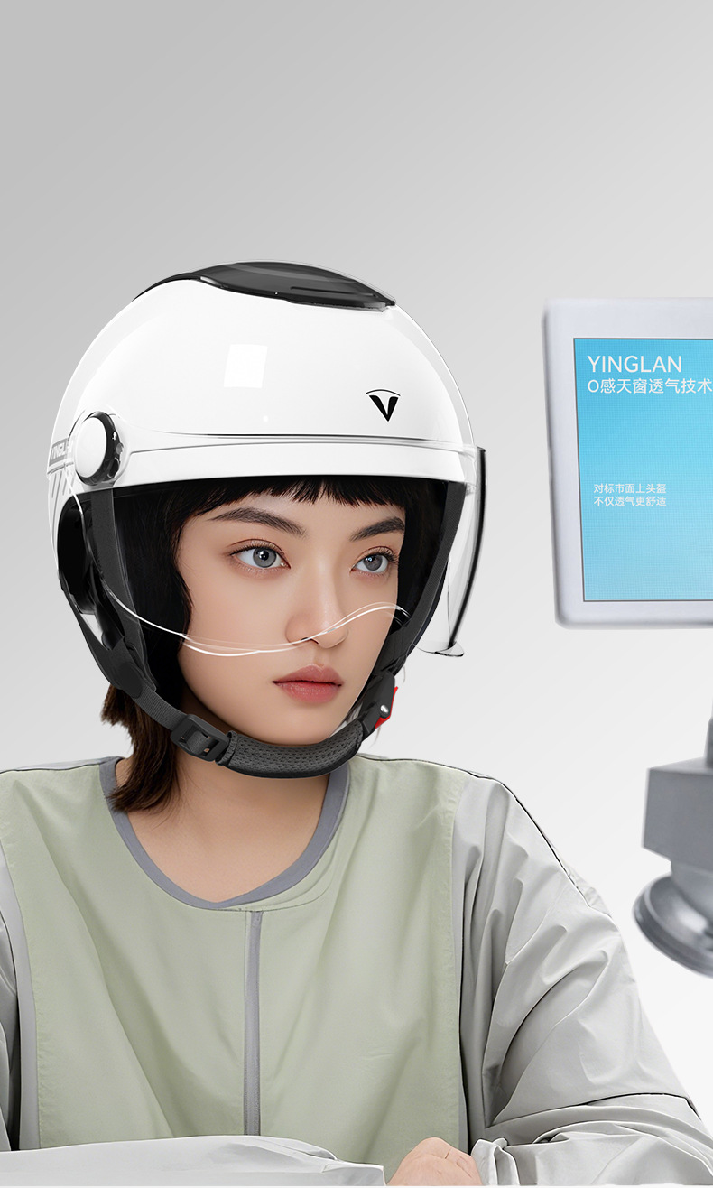 Helmet for Electric Scooter with Sunroof, 3C Certified, Suitable for All Seasons, Breathable, Dual Visor, Battery Motorcycle Safety Helmet for Men