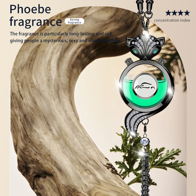 Car hanging: Qìchē Car Air - fox-gunmetal-alloy-pendant-sandalwood-fragrance-small-car-logo