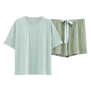 Thin pajamas women's summer modal with chest pad short sleeve can be worn outside comfort large size home suit wholesale