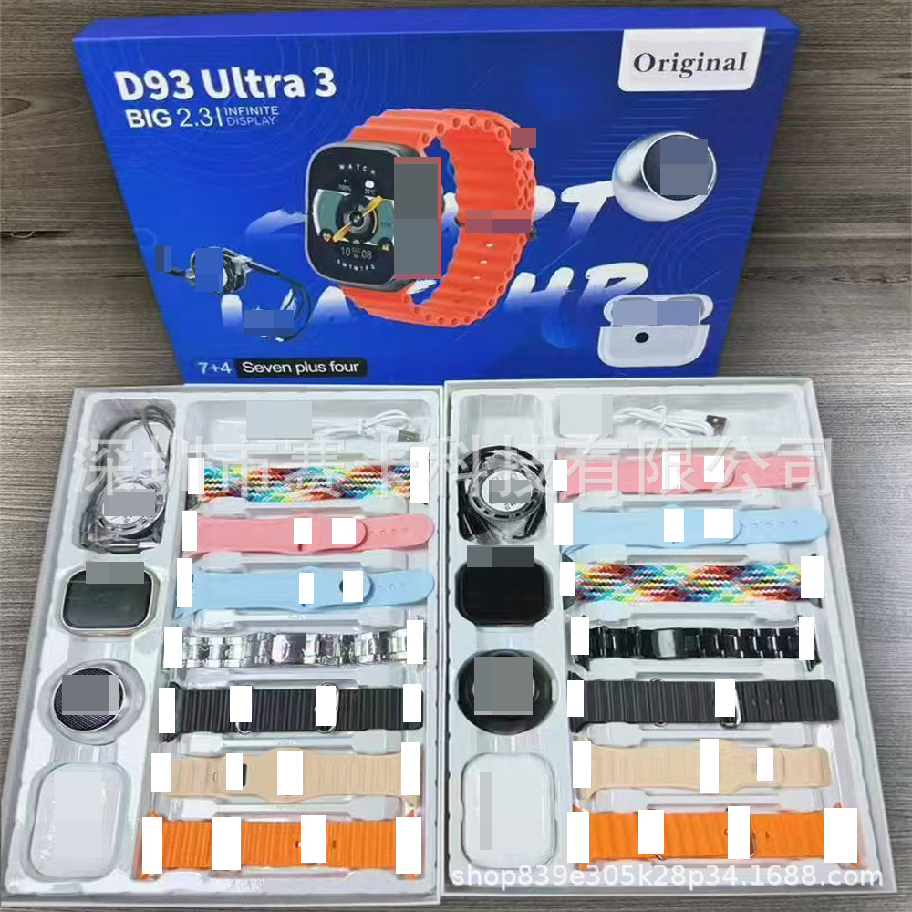 Cross-Border New D93 Ultra3 Smart Watch Bluetooth Call 7 Strap Bluetooth Headset Speaker Fashion Set