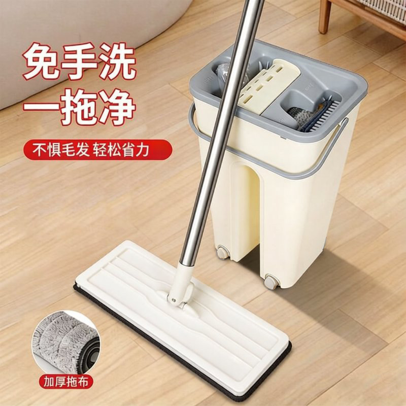 Scratch Mop Cloth Replacement Cloth Flat Adhesive Hand-free Mop with Cloth Head Dust Push Mop Lazy Accessories