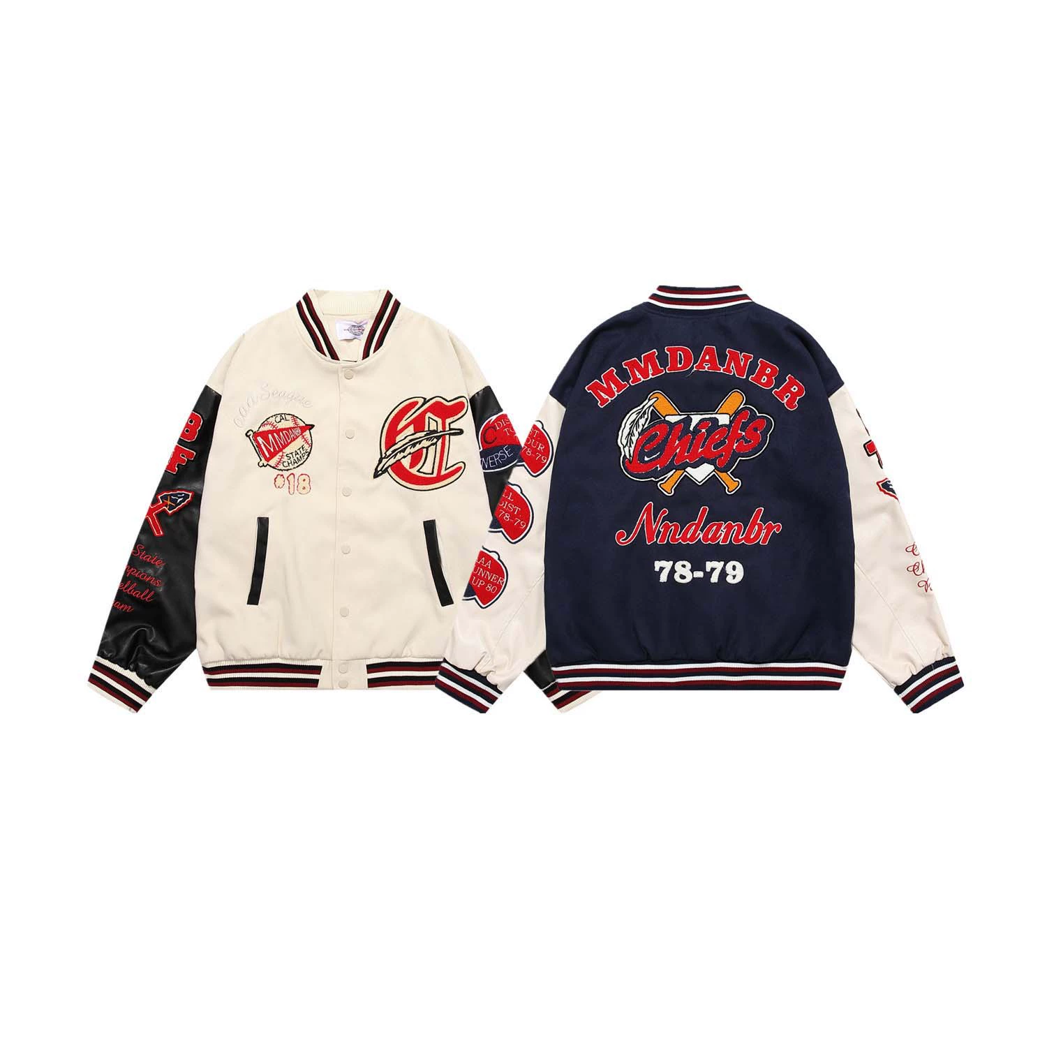 Polyurethane baseball uniform for men and women, jacket for leisure, American style, with embroidery, oversize