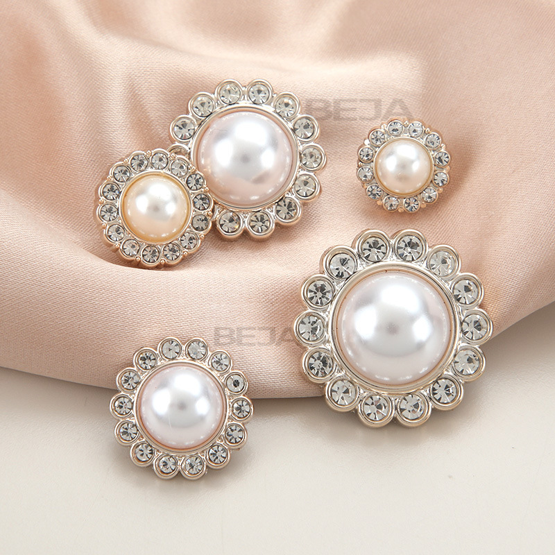 Chanel Style Diamond-encrusted Plastic Button Woolen Coat dress Coat Shirt Jewelry Pearl Button with Diamond Button