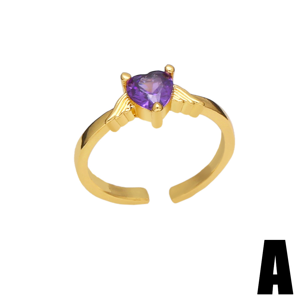 Fashion Heart Shape Copper Open Ring Plating Inlay Zircon Copper Rings