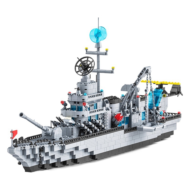 Los niños de partículas pequeñas bloques de construcción compatibles con Leboy montado portaaviones juguete destructor militar de alto modelo de portaaviones