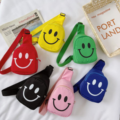 Wholesale children's chest bag, cartoon print crossbody bag, fashionable smiley face single room bag, mini children's coin backpack