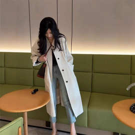 韩版时尚风衣外套女2025秋新款松弛感通勤百搭双排扣长款大衣潮