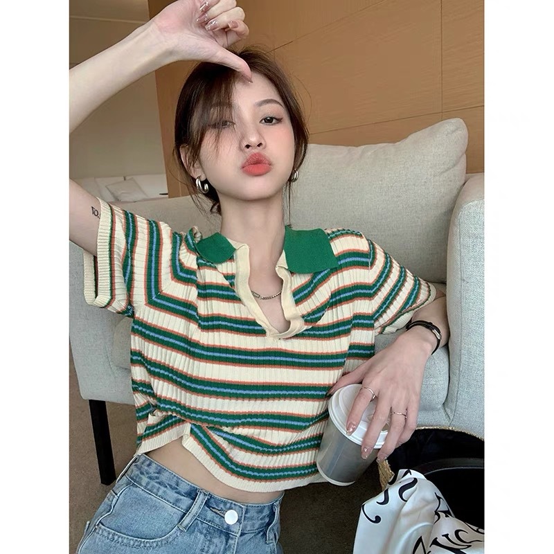 Retro knitted thin summer small design sweater