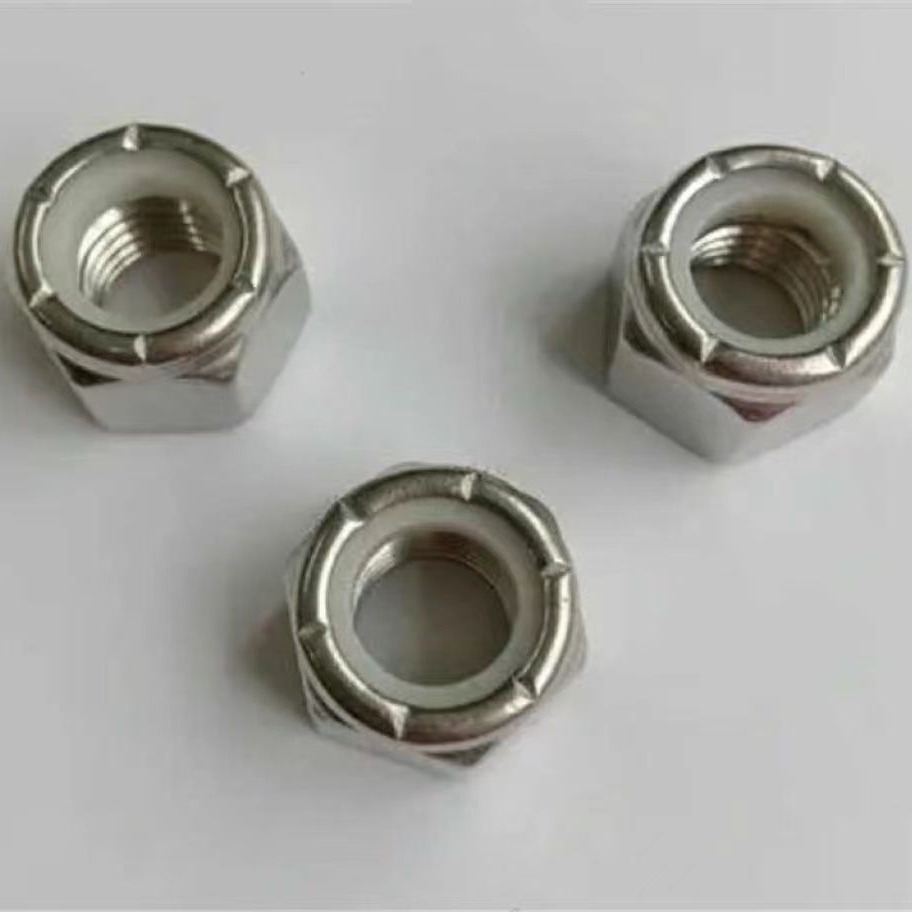 304不锈钢厚型六角尼龙锁紧螺母ANSIB18.16.6 防松自锁帽防脱加厚