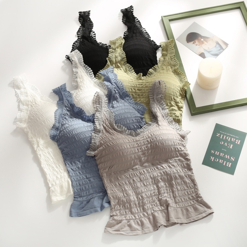 Summer new cloud bubble plus size beauty back underwear long lace vest with chest pad wrapped chest comfortable bottoming inner wear