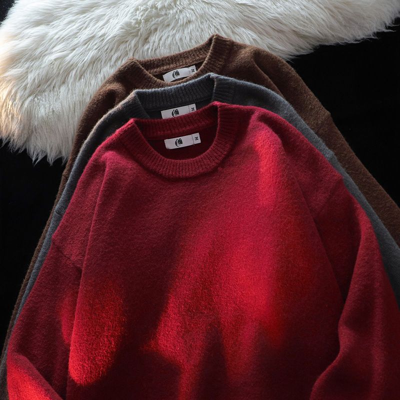 Unisex Heavyweight Knit Sweater Winter Crewneck Pullover Oversized Cable Stitch Casual Warm Thickened Sweatshirt_voghion.com