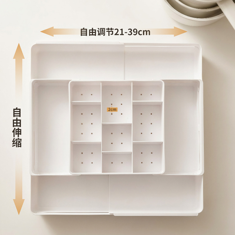 Caja de almacenamiento retráctil cajón de cocina caja de separación de plástico transparente caja de almacenamiento de escritorio artefactos mágicos image 3