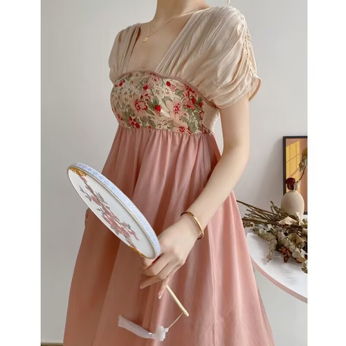 Modified Hanfu National Style Dress for Girls - Fairy Tale Ancient Style Dress with Zipper and Four-Dimensional Stretch Fabric