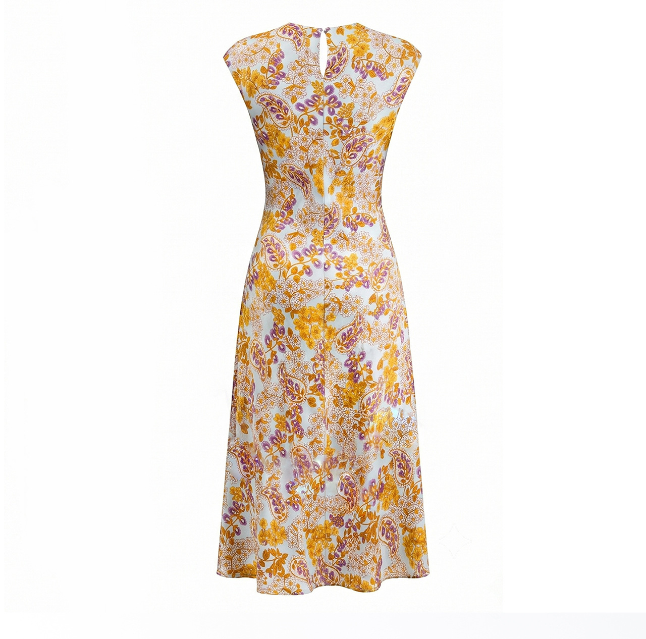 Đầm maxi nữ thắt eo họa tiết hoa vintage phong cách Pháp — màu cam chi tiết 19