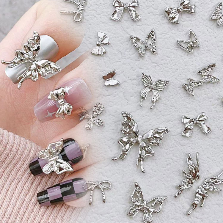 2025 New Three-Dimensional Butterfly Nail Art Accessories Alloy Wing Shape Fashionable Women's Nail Decoration Design