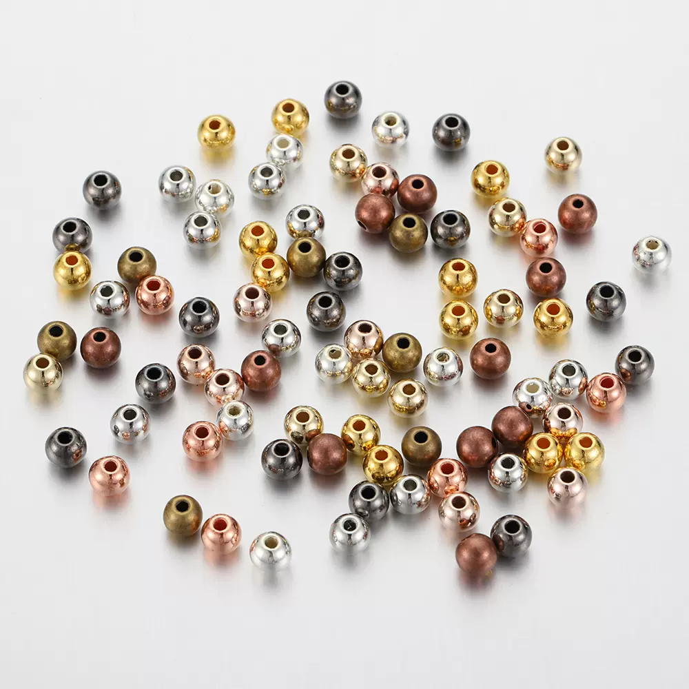 500个ccb圆珠金色间隔散珠 直孔串珠穿孔珠 diy手链项链饰品配件