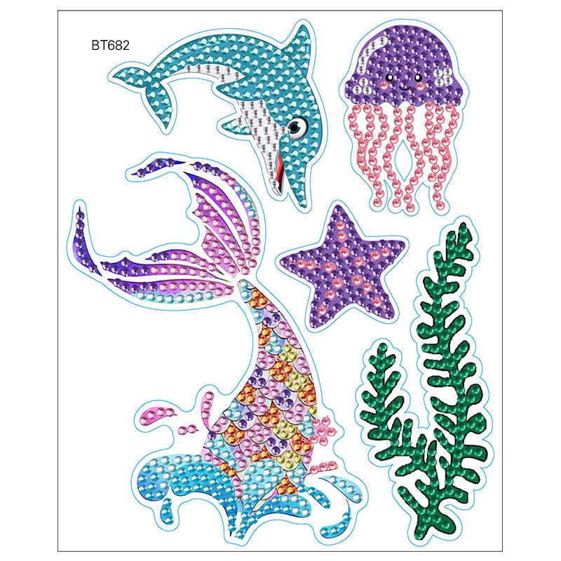 Nuevos pegatinas de taza de agua transfronterizas para niños dibujos de diamantes aleatorios pegatinas hechas a mano diy pegatinas de diamantes unicornios de dibujos animados mayorista