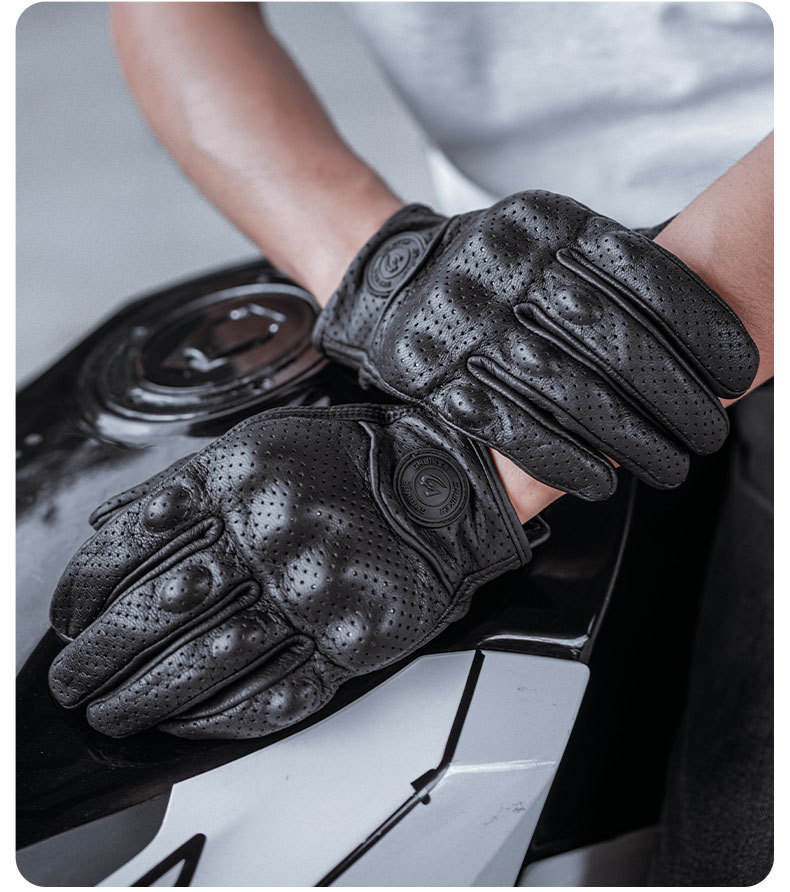 Motorcycle Sheepskin Gloves Retro Biker Riding Half Finger Four Seasons Summer Windproof Breathable Drop Protection