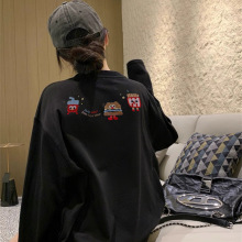 胖mm秋冬季大码长袖t恤女美式设计感上衣宽松纯棉内搭显瘦打底衫