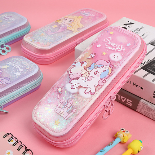 Xiaolingjing Pen Bag Oil-filled Quicksand Pen Box Cartoon TPU Student Stationery Box Children's Pencil Box One Piece Dropshipping