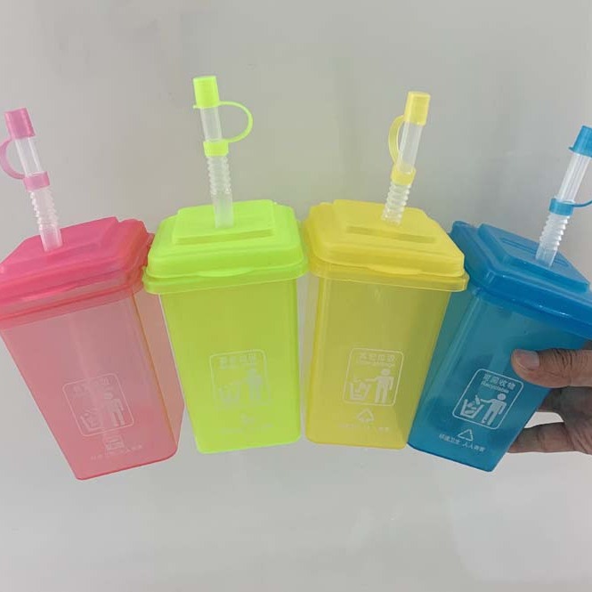 Tienda de bebidas tienda de té de leche en línea basura taza de bebida taza de paja desechable con lámpara botella de bebida de basura logotipo imprimible