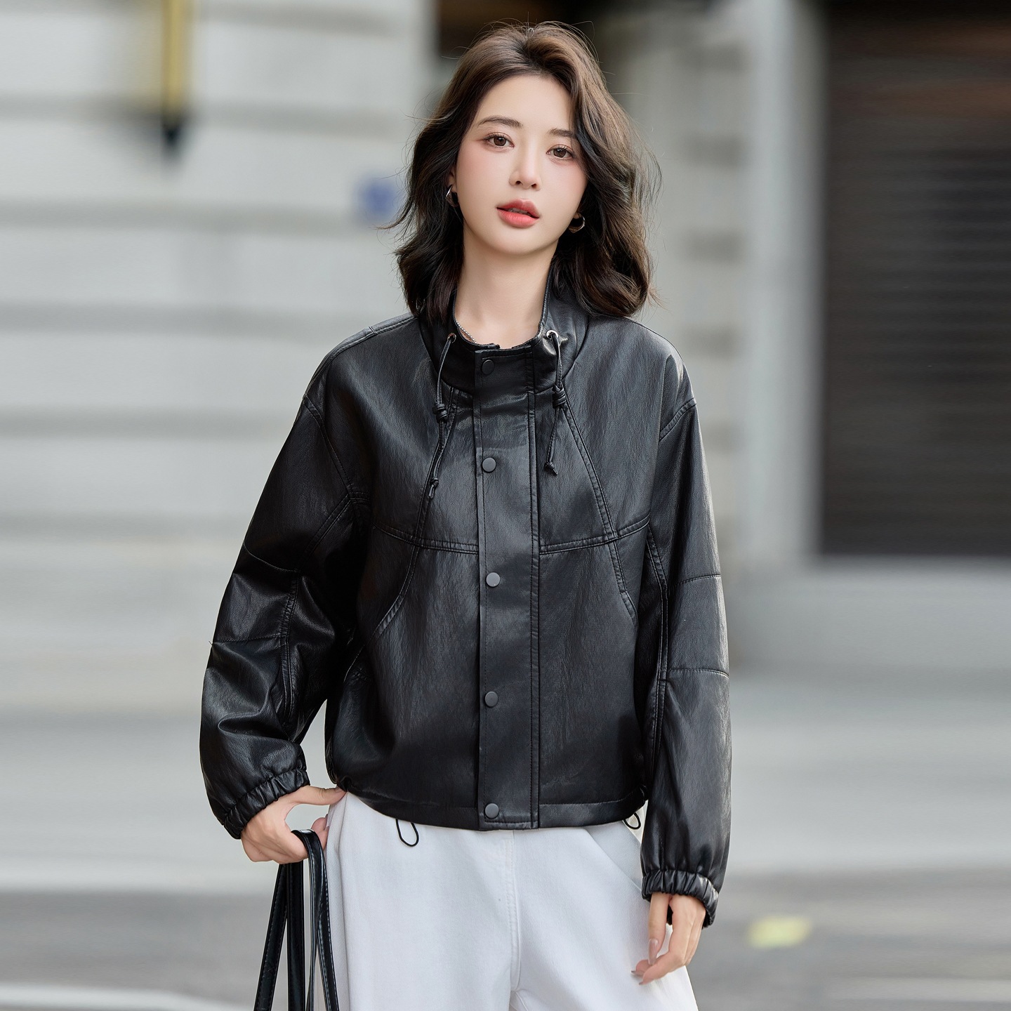 Haining Leather Jacket for Women 2026 New Spring and Autumn Short Stand-Collar Sheepskin Jacket