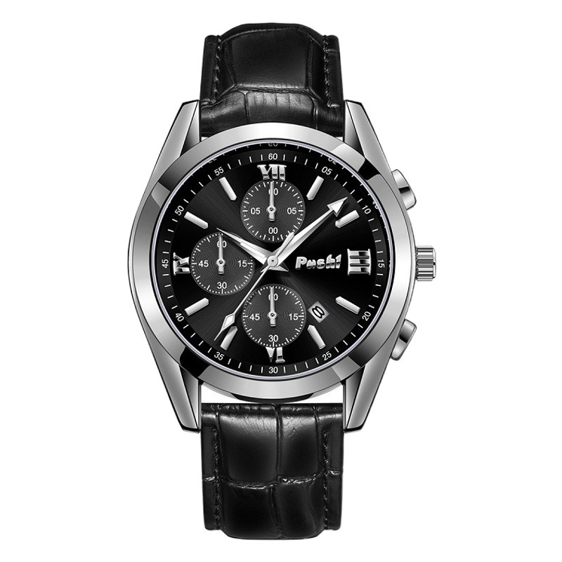 POSHI marca moda hombres reloj de cuarzo de alta gama negocios impermeable reloj de cuero genuino hombres reloj impermeable