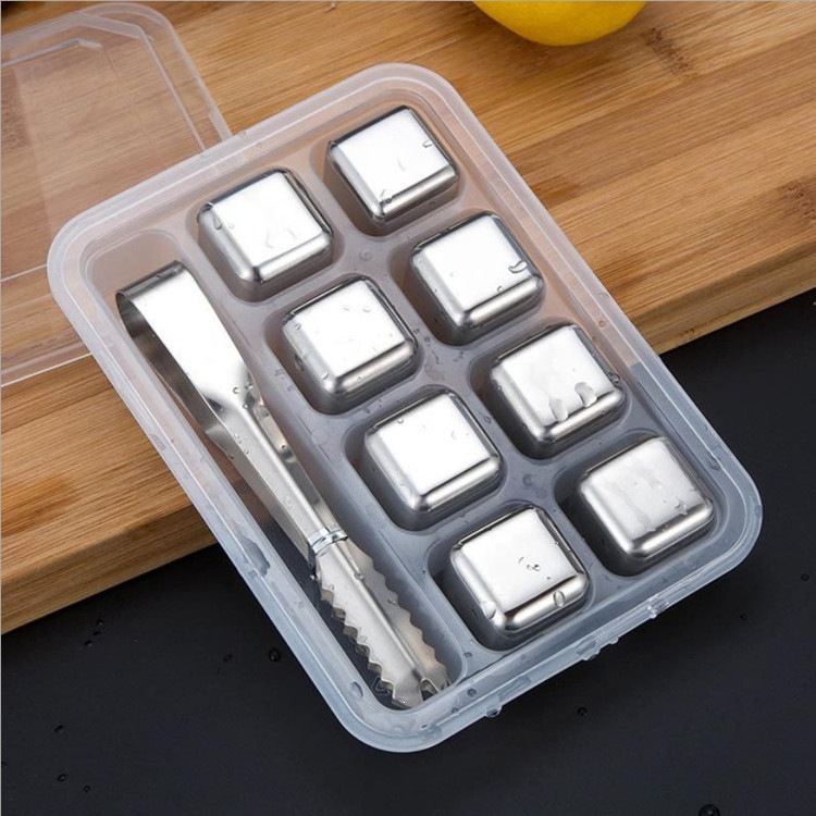 Stainless steel ice cubes, 304 metal, for bars, ice wine stones, rapid-freezing device, circulating ice cubes, square ice cubes, a must-have for making ice cubes, iron ice cubes