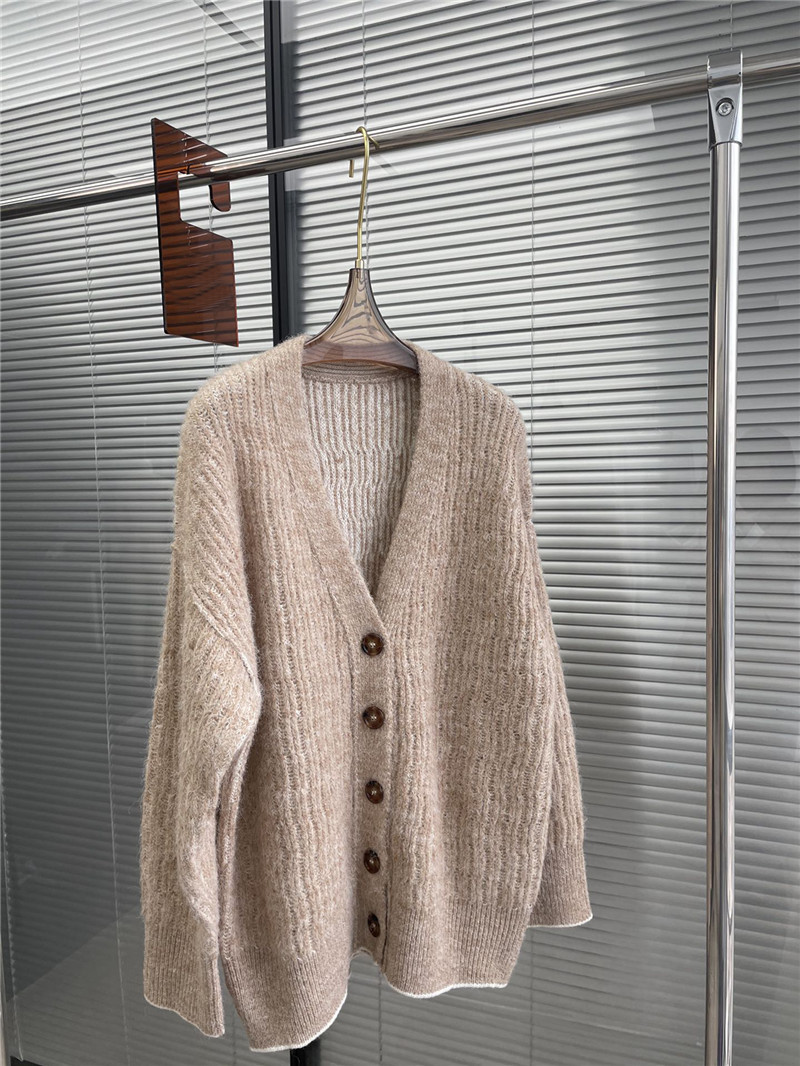 Female sweater 2020 Autumn and winter new pattern temperament fashion wool Blending V-Neck stripe knitting Cardigan