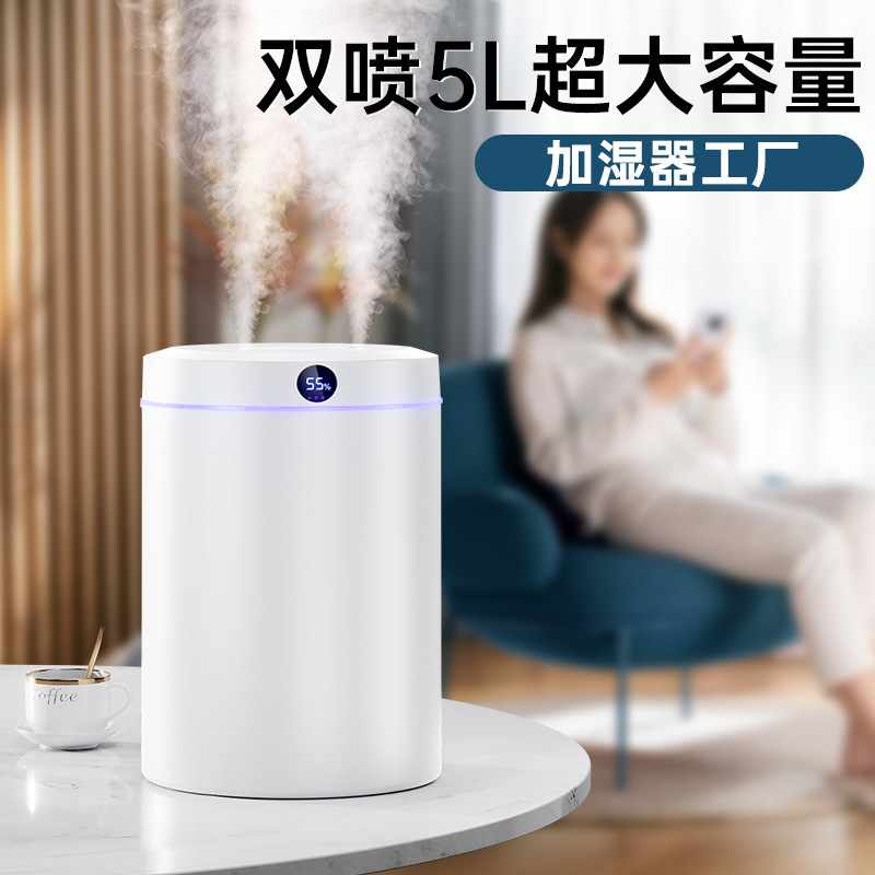5L大容量ダブル加湿器usb家庭用静音寝室オフィス小夜灯デジタル加湿器卸売り|undefined