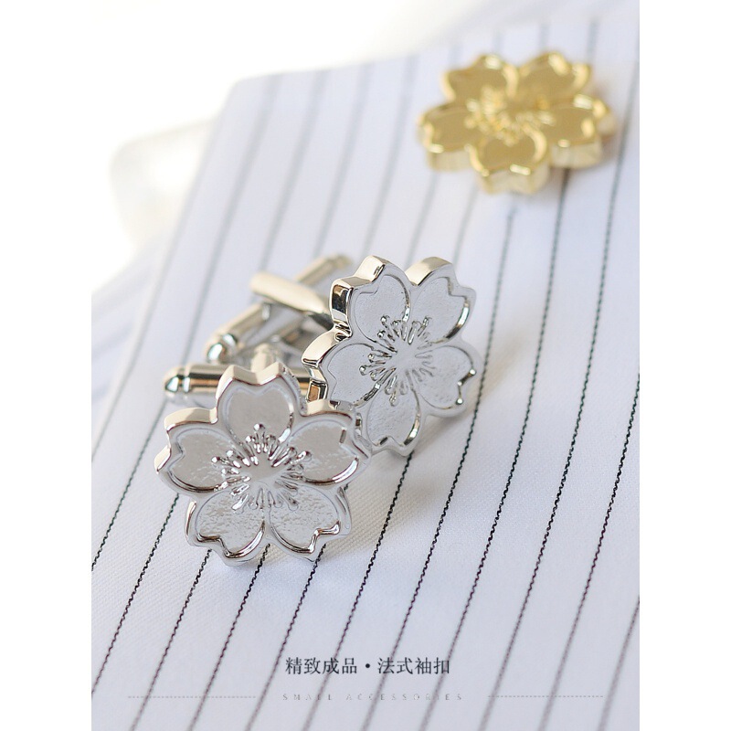 Factory Cross-border Quality Finished Cherry Blossom Cufflinks Handmade French Cuffles Shirt Cufflinks Simple Business