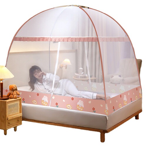 Mongolian yurt mosquito net installation-free home bedroom 2024 new model 1.5 meters bed folding anti-fall children full bottom 