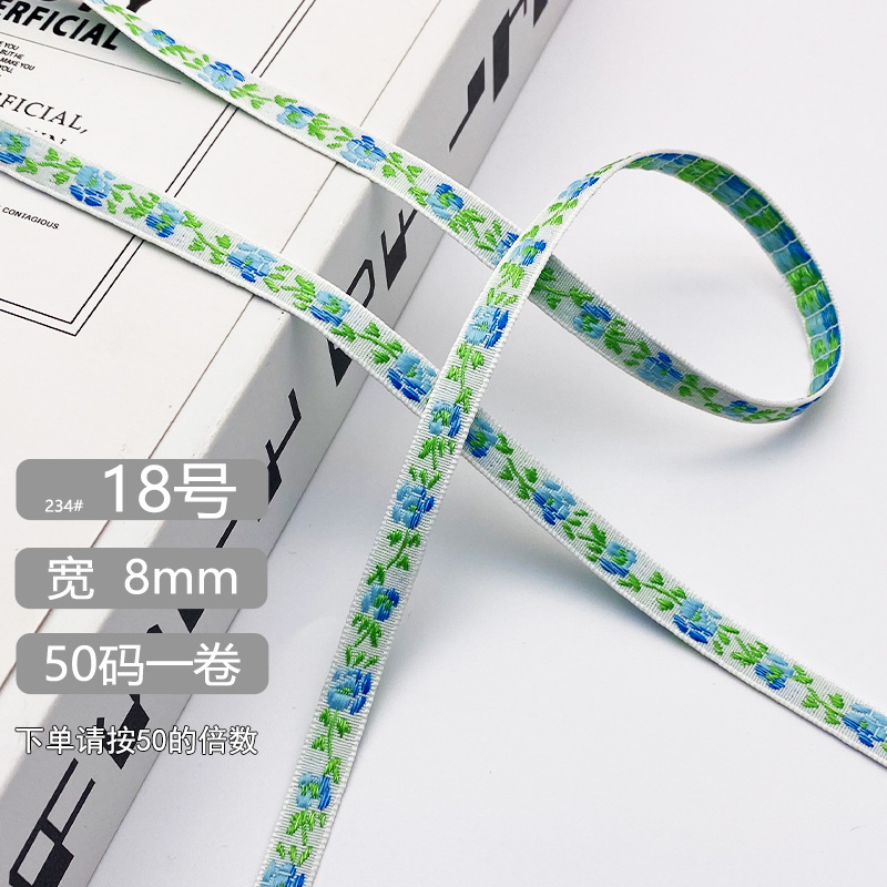 Chuanzhou ropa accesorios de encaje de poliéster jacquard banda 8MM flores decoración universal borde de zapatos accesorios gorra