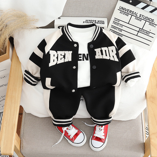 Children's clothing  spring and autumn set, boys' set for small children, sports, Korean style, fashionable boys' three-piece set for spring and autumn
