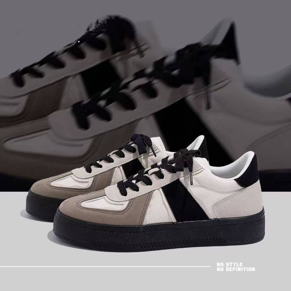 Giày sneaker nam kiểu Đức cổ thấp đế dày tăng chiều cao, giày thể thao casual thoáng khí — 8767 màu đen, 8767m màu