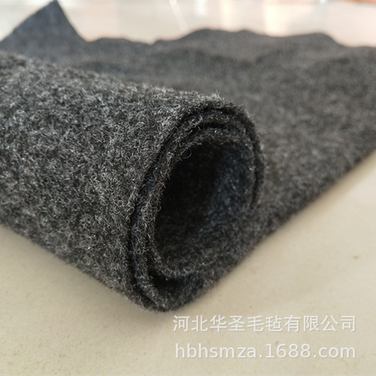 现货270g深灰色羊毛+粘胶纤维毛毡布 包床垫用阻燃羊毛无纺布