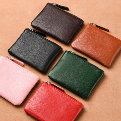 Litchi Pattern PU Zero Wallet Women Mini Small Wallet Soft Leather Handheld Zipper Card Storage Coin Purse Men Coin Bag
