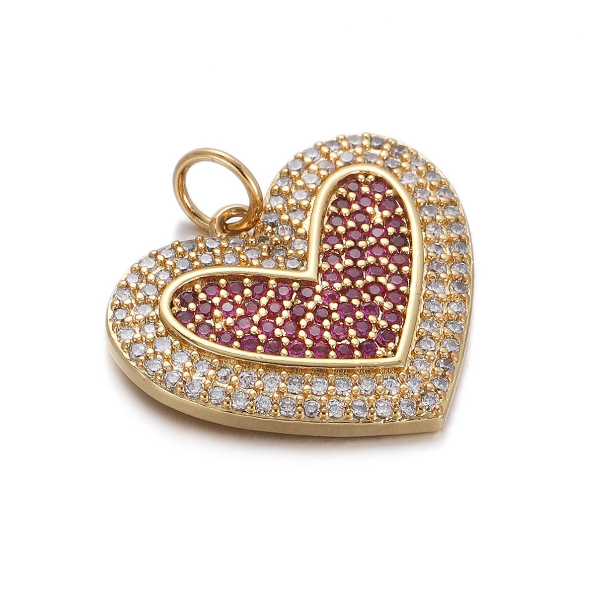 2g Weight Pendant Jewelry Making Type Gold Plated Plating Material Zircon Inlay Material 1 Piece Quantity Casual, Daily Occasion Copper Material Heart Shape Pattern Women's Gender Simple Style Style 1 Piece Copper Zircon Gold Plated Heart Shape Pendant 32