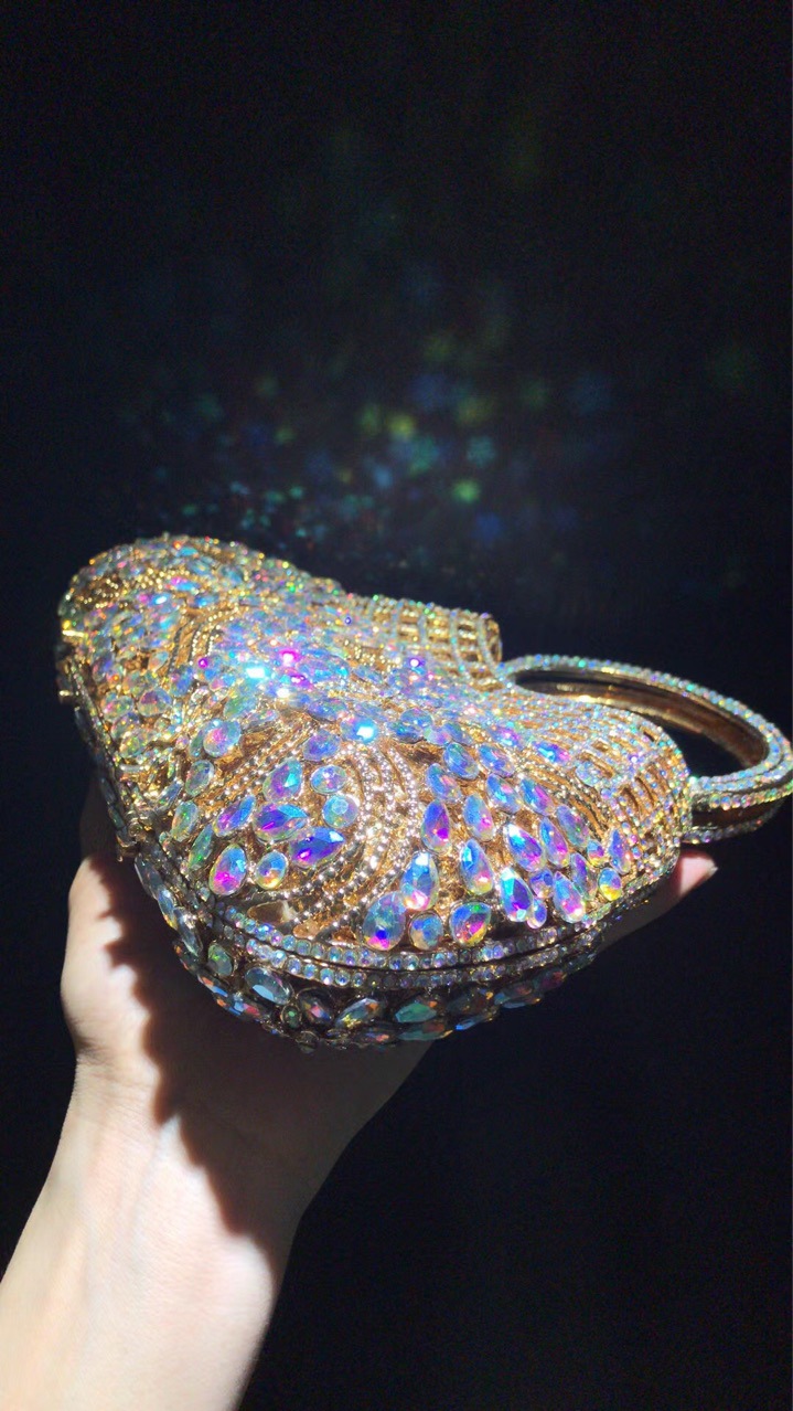 Túi clutch nữ đính đá rhinestone dự tiệc, xách tay kiêm đeo chéo có sức chứa lớn — Đế Vàng Kim Cương chi tiết 6