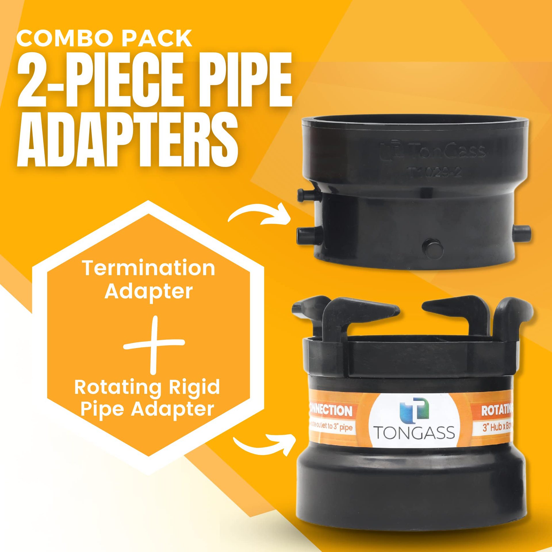 RV sewer hose connector adapter, ABS plastic terminal adapter, 3 inches 7.6cm