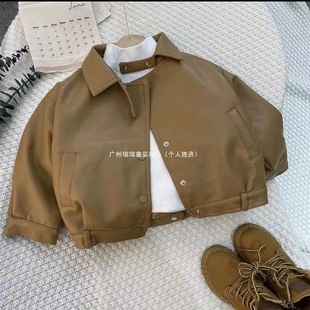 Boys' Leather Jacket Autumn and Winter New Korean Style Boys' Baby Top Outer Wear 2022 Children's Fashion Children's Jacket Trendy
