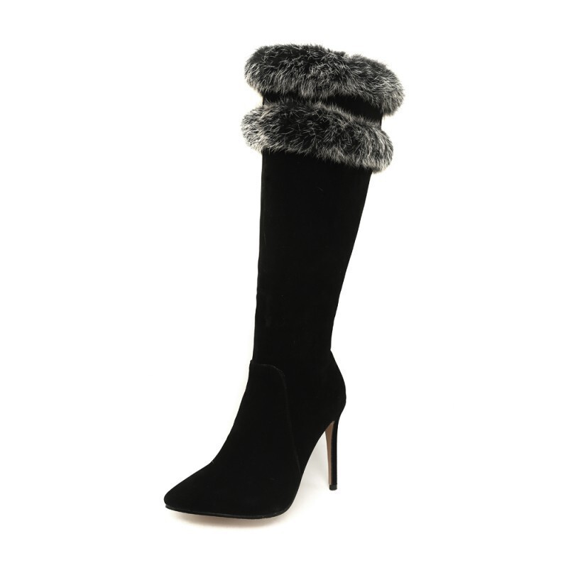 2025 Autumn Women's Boots Side Zipper High Heel Pointed Toe High Boots Fur Boots Large Size 40-46 Fur Boots 2025 Autumn Women's Boots Side Zipper High Heel Pointed Toe High Boots Fur Boots Large Size 40-46 Fur Boots