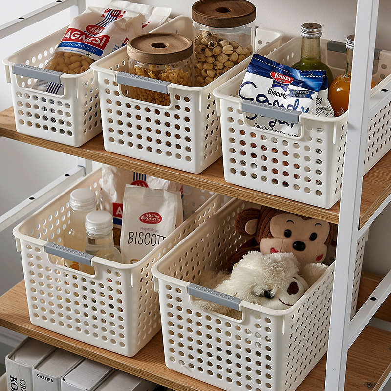 Plastic Storage Basket Desktop Sundries Storage Box Rectangular Kindergarten Snack Toy Storage Basket Small Basket
