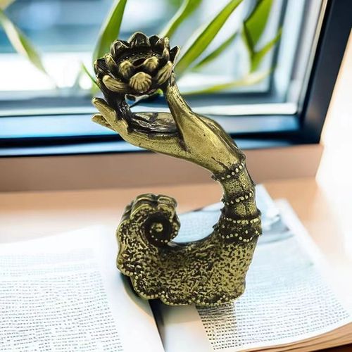 [Large quantity discount] Retro Brass Ornaments Buddha's Hand Backflow Incense Plug Pure Copper Lotus Incense Plug Indoor Home Ornaments