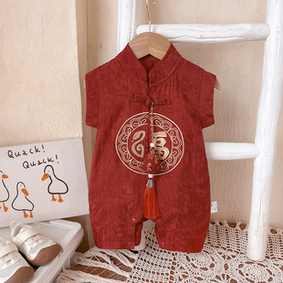 Baby Summer One-piece Tang Clothes Baby New Chinese Clothes Full Moon One-year-old Dress Summer Thin Ha-ha Clothes