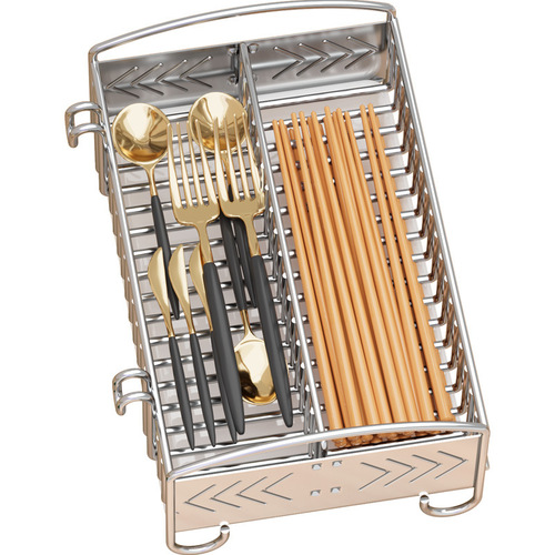 304 stainless steel kitchen chopstick box divided tableware spoon storage rack drawer chopstick cage household disinfection cabinet drain cage
