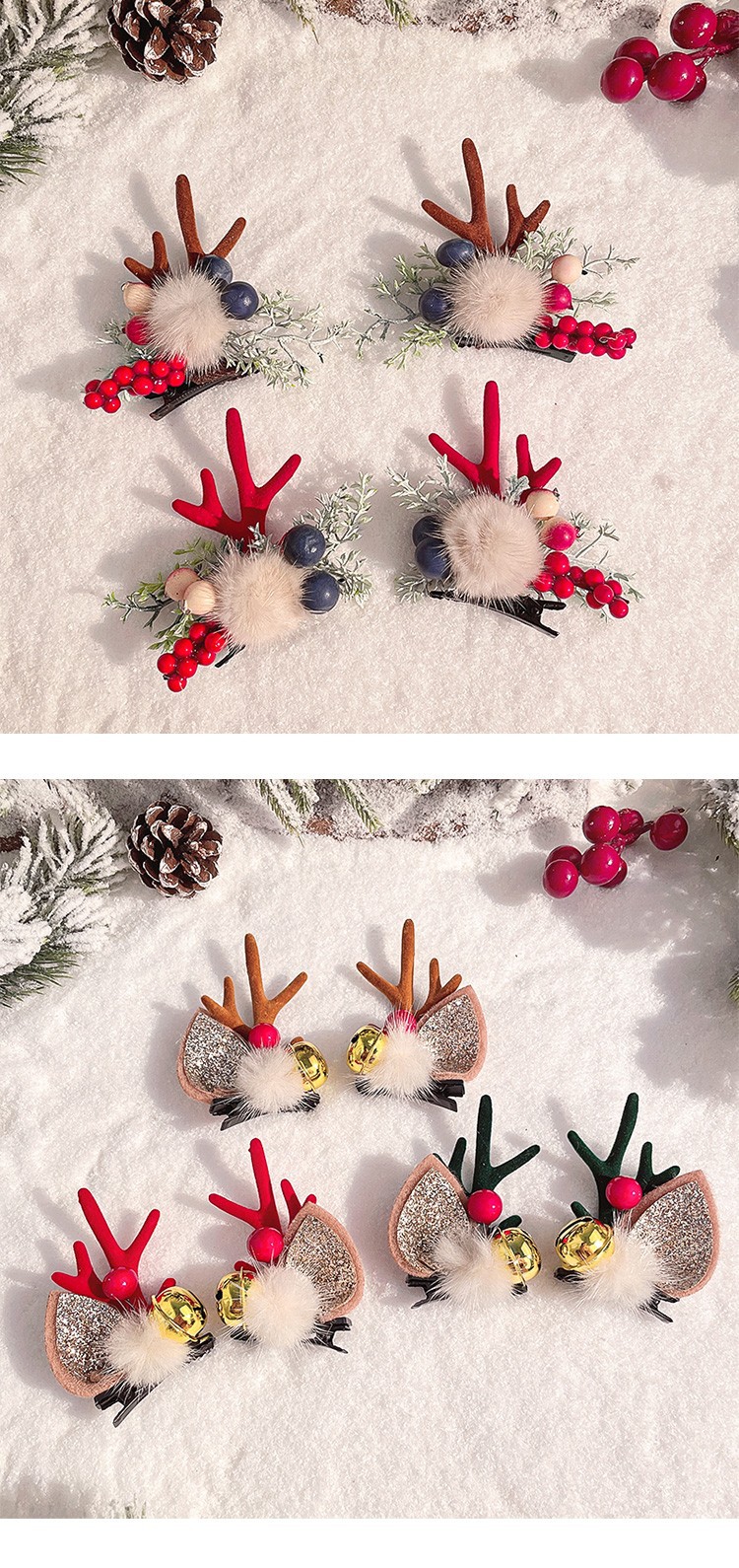 12g Weight Hair Clip Hair Accessories Type 1 Pair Quantity Festival Occasion Plastic Material Christmas Festival Antlers Pattern Women'S Gender Patchwork Design Fashion Style Christmas Fashion Antlers Plastic Festival